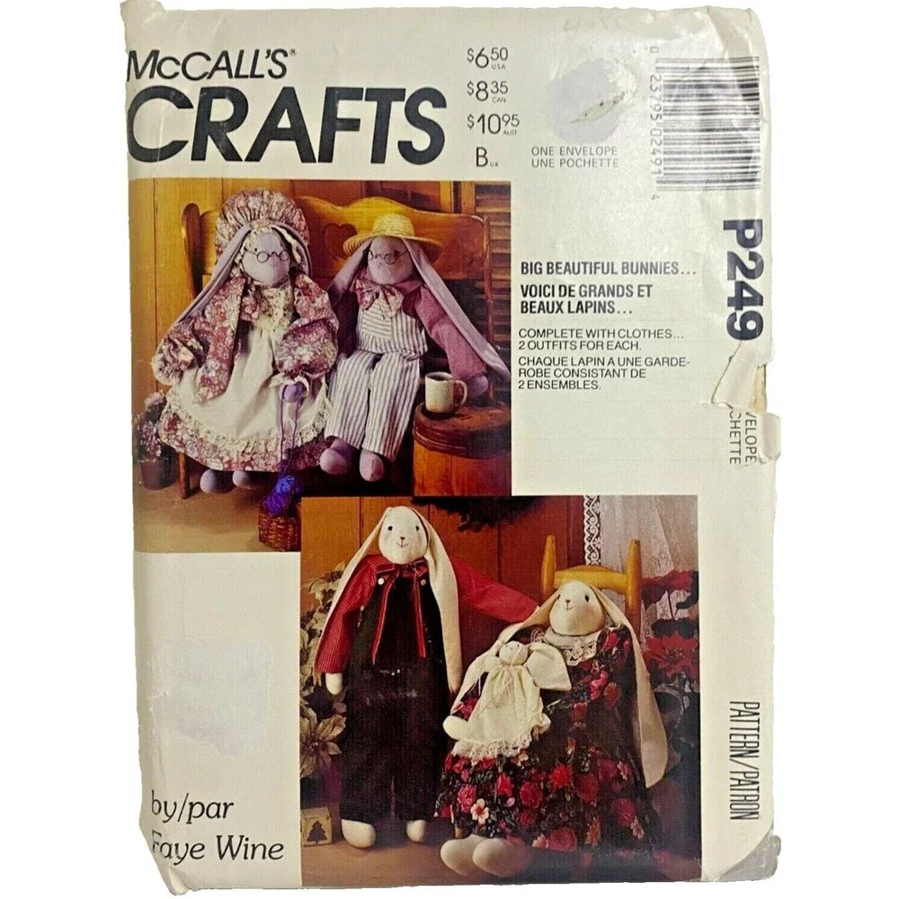 #P249 McCalls Big Bunny Dolls and Wardrobe Sewing Pattern